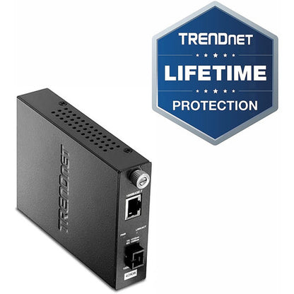 TRENDnet Intelligent Fiber Media Converter; 1000Base-T to 1000Base-LX Dual Wavelength Single Mode SC Fiber (40 km / 24.85 miles)Fiber to Ethernet Converter; RJ-45; Lifetime Protection; TFC-1000S40D3 TFC-1000S40D3