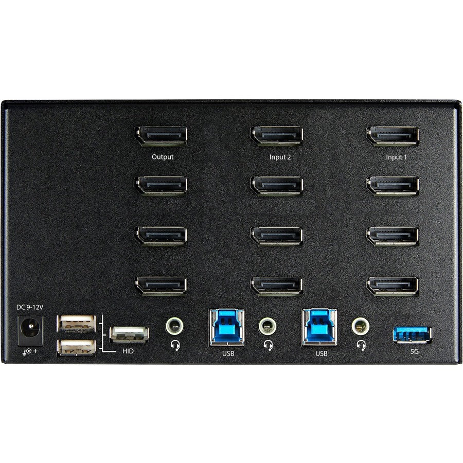 StarTech.com Commutateur KVM DisplayPort à 2 ports pour quatre écrans 4K 60 Hz UHD HDR, commutateur KVM DP 1.2, hub USB 3.0 à 2 ports, 4 x USB HID, audio, raccourci clavier SV231QDPU34K