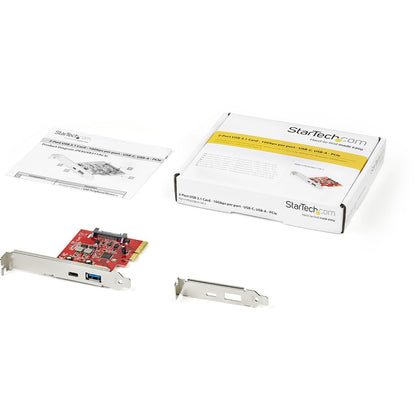 StarTech.com Adaptateur de carte PCIe USB-A et USB-C 2 ports 10 Gbit/s - Carte d'extension PCI Express USB 3.2 Gen 2 - Windows, macOS, Linux PEXUSB311AC3