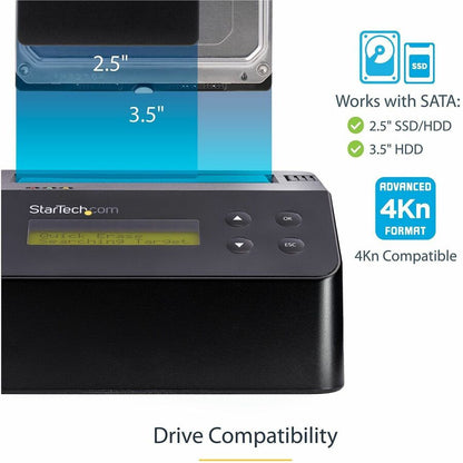 StarTech.com Effaceur de disque dur, Désinfectant pour disque dur/SSD autonome, 4Kn, Station d'effacement sécurisée pour disque dur, Outil d'effacement matériel, Conforme TAA SDOCK1EU3P2