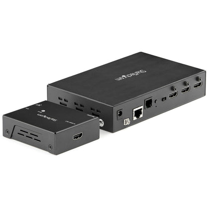 StarTech.com Extendeur HDMI sur CAT6/5e avec commutateur vidéo 3 ports 4K 30 Hz/115 pieds, boîtier de commutation HDMI 4K, vidéo sur HDBaseT avec commutateur automatique VS321HDBTK