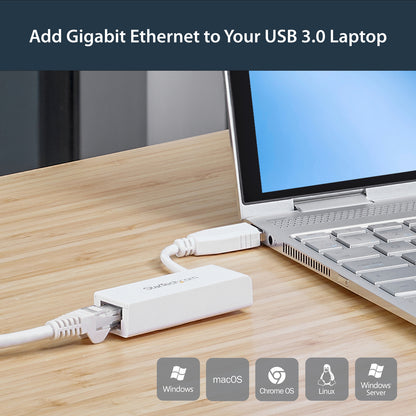 StarTech.com USB to Ethernet Adapter, USB 3.0 to 10/100/1000 Gigabit Ethernet LAN Adapter, USB to RJ45 Adapter, TAA Compliant USB31000SW