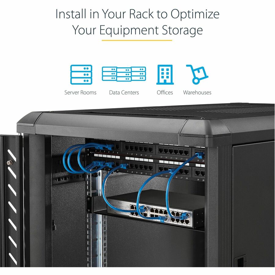 Étagère pour rack de serveur 2U StarTech.com - Plateau de montage en rack cantilever fixe de 40,6 cm de profondeur pour boîtier de données/AV/réseau de 48,3 cm avec écrous à cage et vis CABSHELF