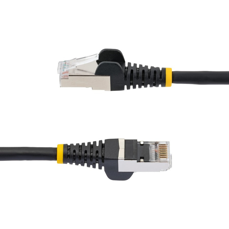StarTech.com Câble Ethernet CAT6a de 1,8 m, noir, faible émission de fumée et zéro halogène (LSZH), 10 GbE, 100 W, PoE, S/FTP, cordon de raccordement réseau RJ-45 sans accroc NLBK-6F-CAT6A-PATCH