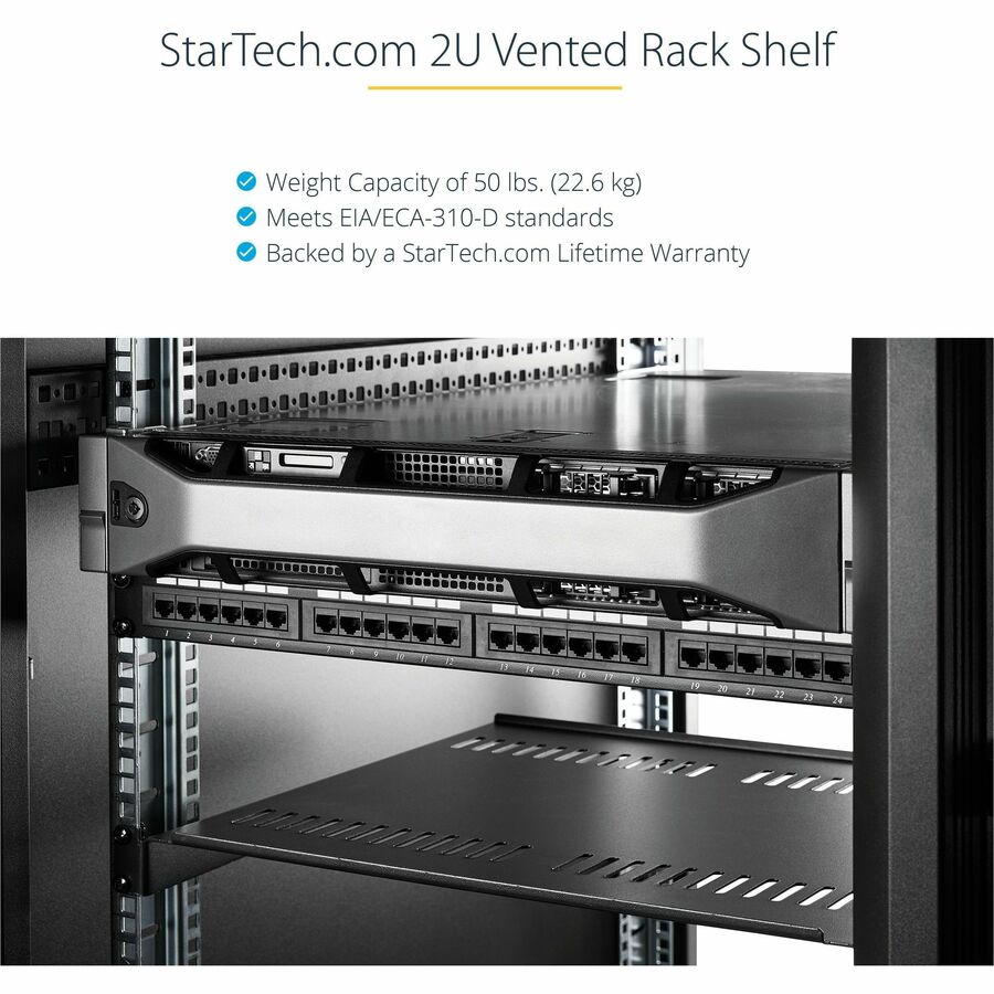 Étagère cantilever ventilée universelle 2U 16 pouces pour montage en rack de serveur - Étagère fixe pour armoire de serveur - 50 lb / 23 kg CABSHELFV