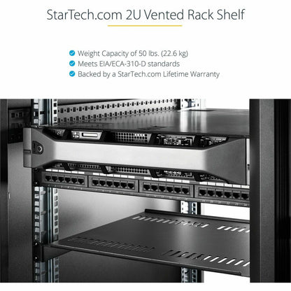 Étagère cantilever ventilée universelle 2U 16 pouces pour montage en rack de serveur - Étagère fixe pour armoire de serveur - 50 lb / 23 kg CABSHELFV