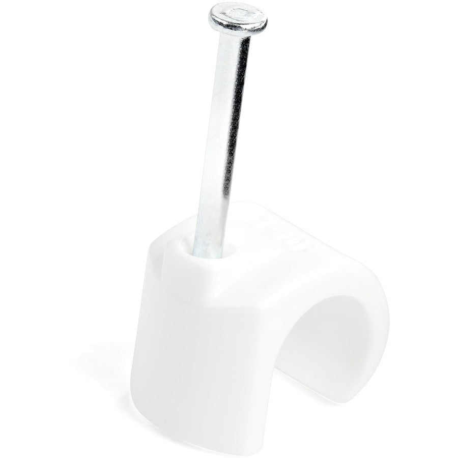 StarTech.com Lot de 100 clips de câble XL avec clou - Pinces à clouer réutilisables - Clips de montage/maintien de cordon - Attaches de câbles blanches TAA CBMNMCC4