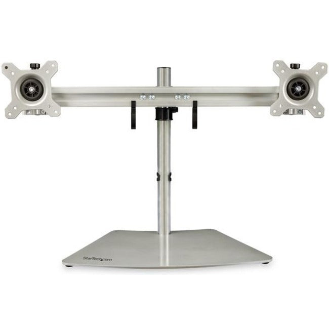 StarTech.com Support pour deux écrans, support de bureau autonome pour 2 écrans de 24 pouces (17,6 lb/8 kg) avec support VESA, hauteur réglable, argent ARMDUOSS