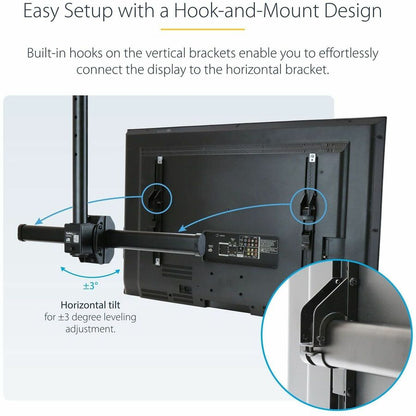 StarTech.com TV Ceiling Mount, Full-Motion Hanging Single Screen Vesa Mount for 32"-75" TVs / Displays - Height Adjustable Telescopic Pole FPCEILPTBSP