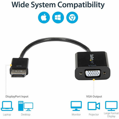 Adaptateur DisplayPort vers VGA StarTech.com, convertisseur DP vers VGA actif, vidéo 1080p, dongle adaptateur DP vers VGA (numérique vers analogique), DP 1.2 DP2VGA3
