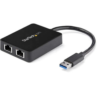 Adaptateur réseau StarTech.com USB 3.0 vers Gigabit Ethernet double port avec port USB USB32000SPT
