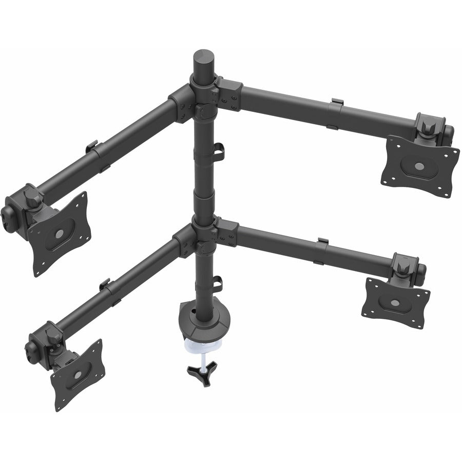 StarTech.com Support de bureau pour quatre écrans, 4 écrans VESA jusqu'à 27 pouces (17,6 lb/8 kg), support de poteau articulé ergonomique à hauteur réglable ARMQUAD