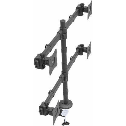 StarTech.com Support de bureau pour quatre écrans, 4 écrans VESA jusqu'à 27 pouces (17,6 lb/8 kg), support de poteau articulé ergonomique à hauteur réglable ARMQUAD