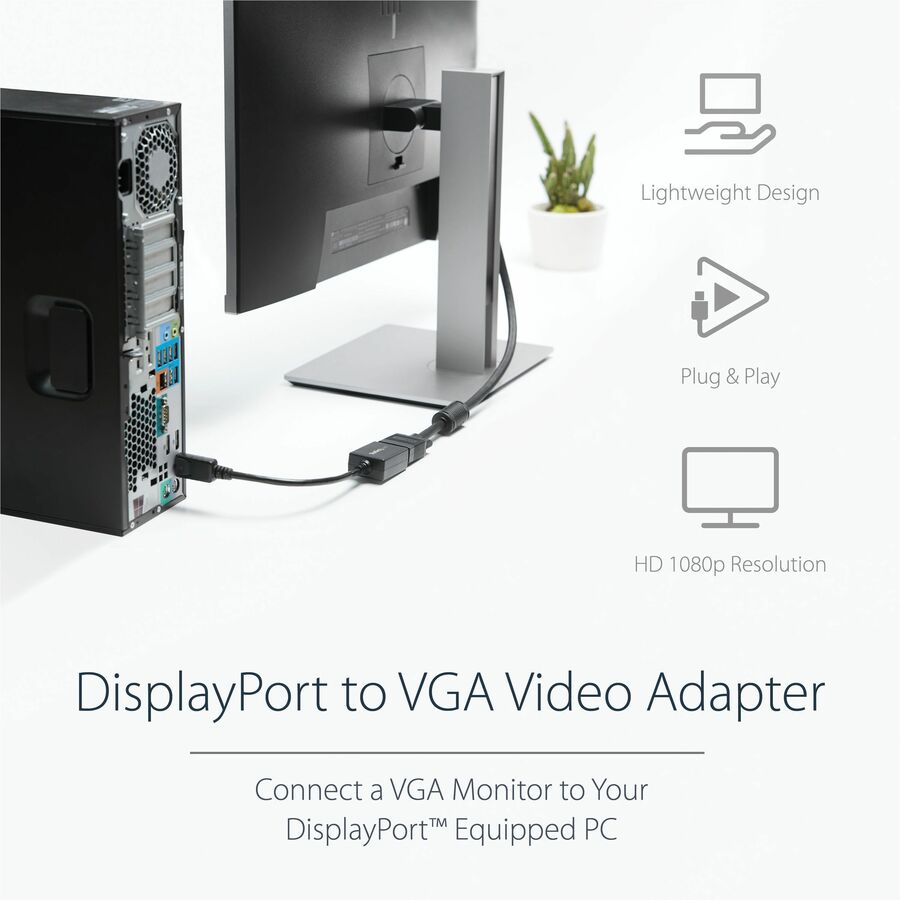 Adaptateur StarTech.com DisplayPort vers VGA, convertisseur DP vers VGA actif, adaptateur vidéo 1080p DP vers VGA, dongle DisplayPort certifié DP2VGA2