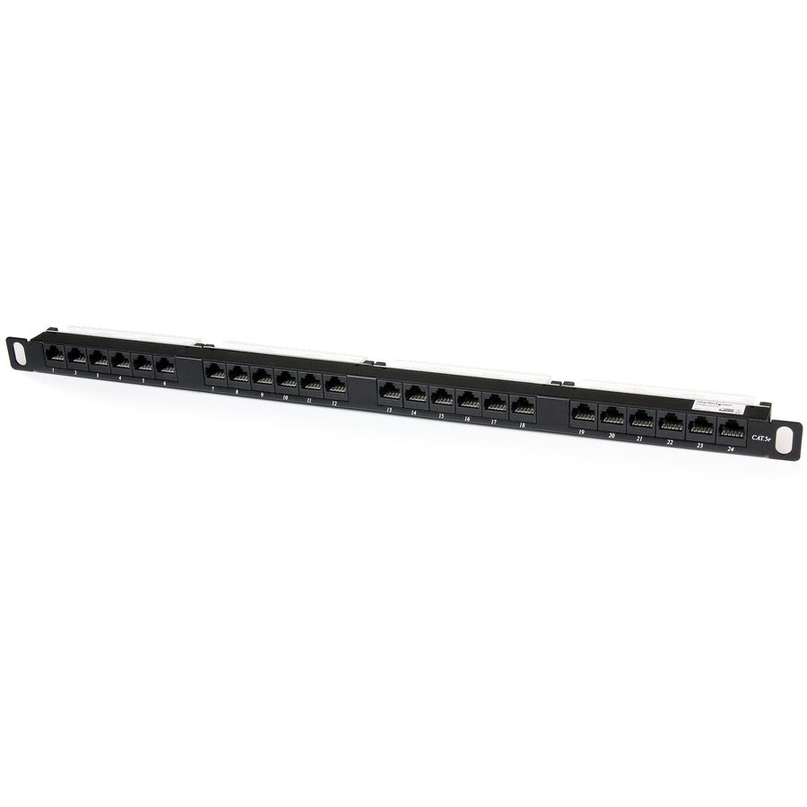 Panneau de brassage StarTech.com 24 ports 0,5U Cat5e - Panneau de brassage Ethernet RJ45 Cat 5e 110 à montage en rack PANELHU24