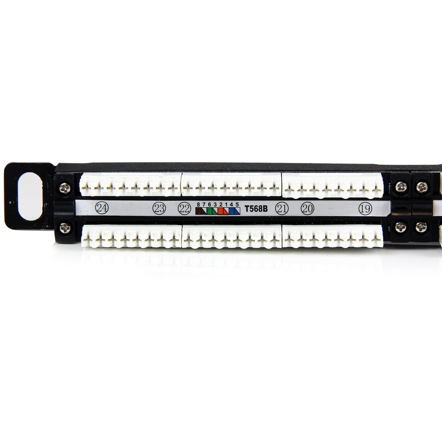 Panneau de brassage StarTech.com 24 ports 0,5U Cat5e - Panneau de brassage Ethernet RJ45 Cat 5e 110 à montage en rack PANELHU24