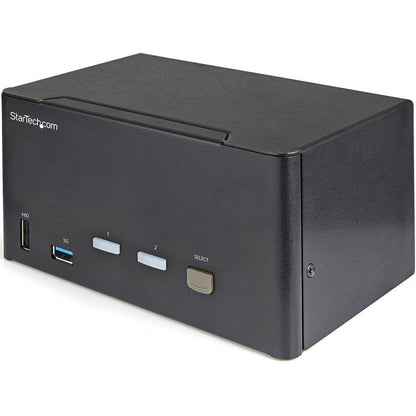 StarTech.com Commutateur KVM DisplayPort à 2 ports pour trois écrans 4K 60 Hz UHD HDR, commutateur KVM DP 1.2, hub USB 3.0 à 2 points, 4 x USB HID, audio, raccourci clavier SV231TDPU34K