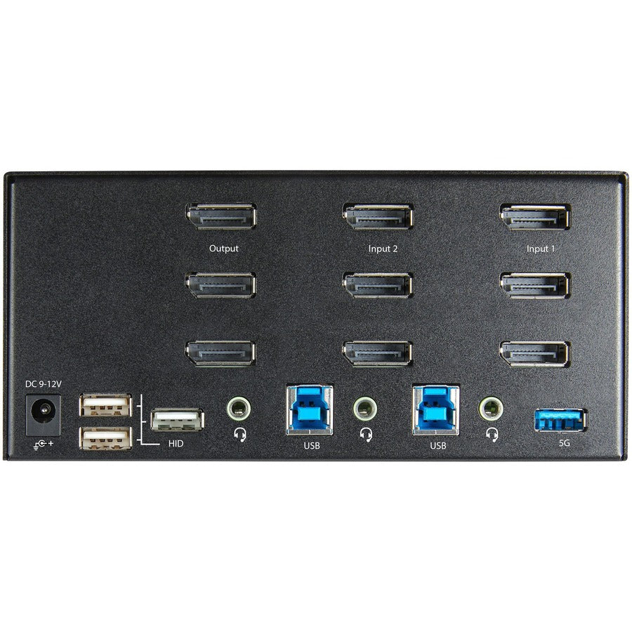 StarTech.com Commutateur KVM DisplayPort à 2 ports pour trois écrans 4K 60 Hz UHD HDR, commutateur KVM DP 1.2, hub USB 3.0 à 2 points, 4 x USB HID, audio, raccourci clavier SV231TDPU34K