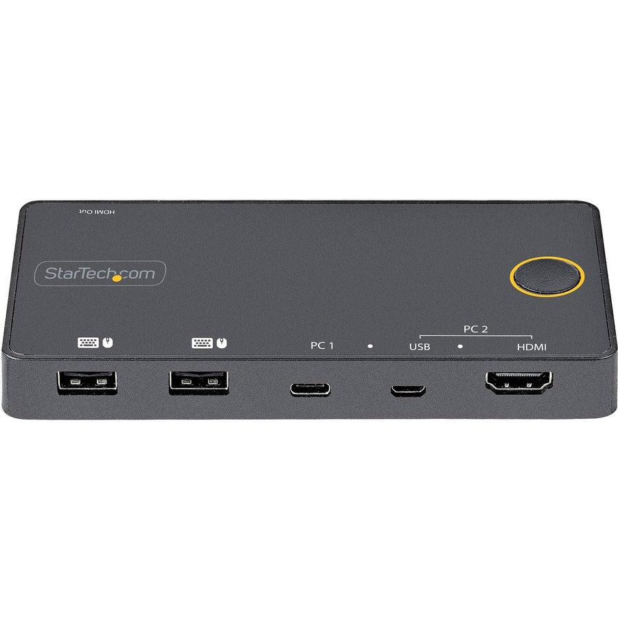 StarTech.com Commutateur KVM hybride USB-A + HDMI et USB-C à 2 ports, écran unique 4K 60 Hz HDMI 2.0, commutateur KVM HDMI compact pour ordinateur de bureau et/ou ordinateur portable SV221HUC4K