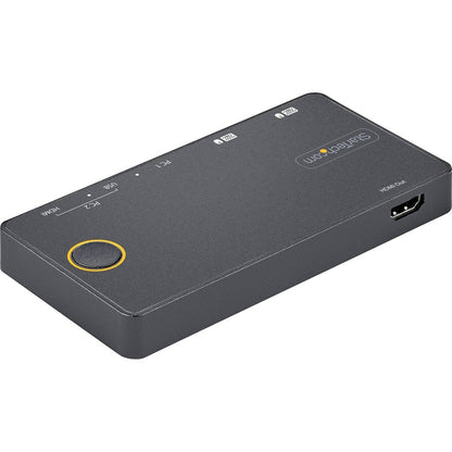 StarTech.com Commutateur KVM hybride USB-A + HDMI et USB-C à 2 ports, écran unique 4K 60 Hz HDMI 2.0, commutateur KVM HDMI compact pour ordinateur de bureau et/ou ordinateur portable SV221HUC4K