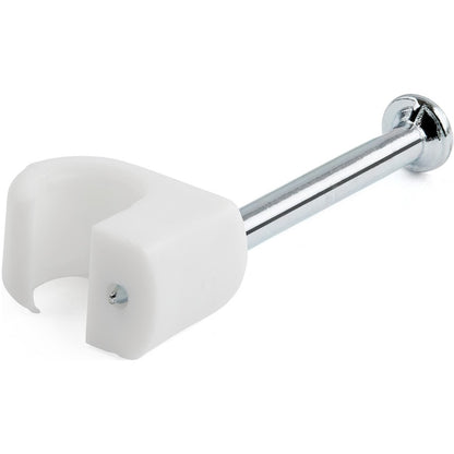 StarTech.com Lot de 100 clips de câble avec clou (M) - Pinces à clouer réutilisables - Clips de montage/maintien de cordon - Attaches de câbles blanches TAA CBMNMCC2