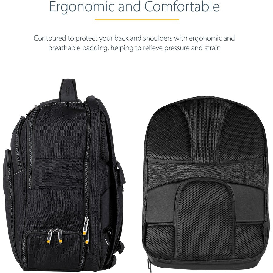 StarTech.com Sac à dos pour ordinateur portable 17,3" avec étui amovible pour accessoires, sac à dos professionnel pour le travail/les voyages/les déplacements, sac d'ordinateur en nylon NTBKBAG173