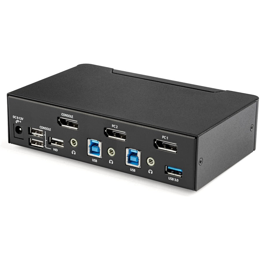 StarTech.com Commutateur KVM DisplayPort à 2 ports - 4K 60 Hz - Écran unique - Commutateur KVM USB UHD DP 1.2 avec hub USB 3.0 et audio - Conforme TAA SV231DPU34K