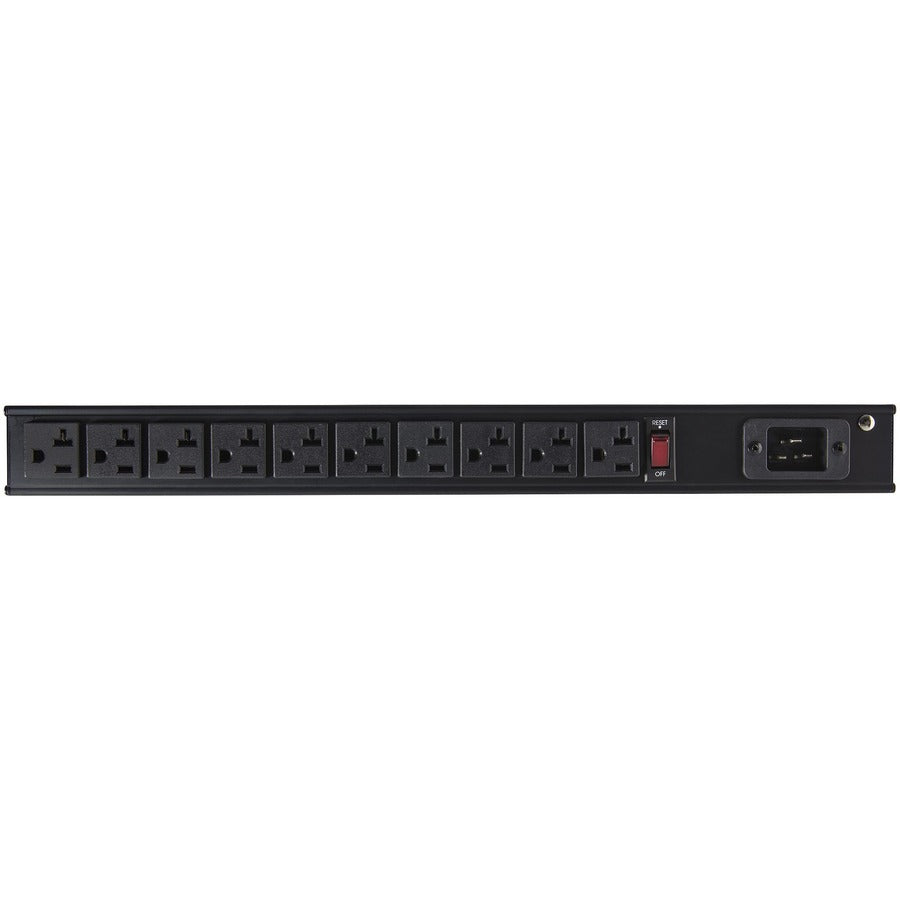 StarTech.com Multiprise 125 V/16 A à 10 prises pour montage en rack, PDU horizontal 1U pour montage en rack 19", entrée NEMA 5-20P, 10 prises NEMA 5-15/20R RKPW101920