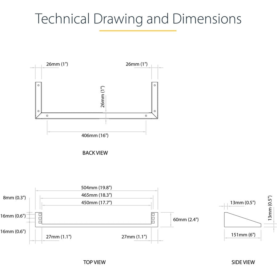 Support mural vertical en acier 1U 19 pouces pour rack d'équipement StarTech.com RK119WALLV