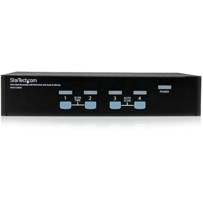 StarTech.com Commutateur KVM USB montable en rack à 4 ports avec audio et hub USB 2.0 - Commutateur KVM / audio / USB - USB - 4 ports - Montable en rack - 1 utilisateur local - 1U SV431USBAE
