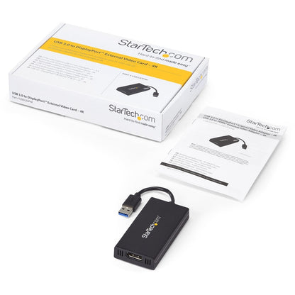 Adaptateur USB 3.0 vers DisplayPort StarTech.com, 4K 30 Hz UHD, adaptateur d'affichage USB vers DP, carte vidéo/graphique externe pour Mac et Windows USB32DP4K