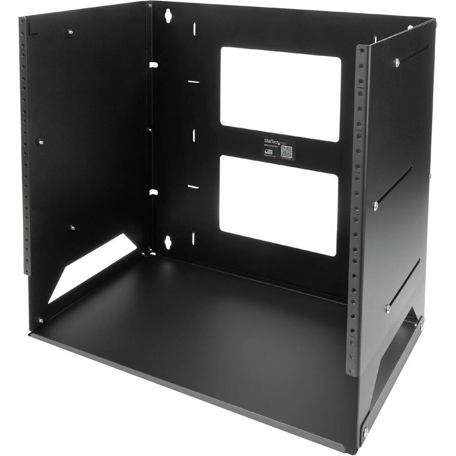 StarTech.com Rack réseau mural ouvert à 2 montants 8U avec étagère intégrée et profondeur réglable, rack informatique pour équipement informatique, TAA~ WALLSHELF8U