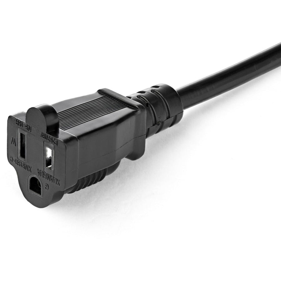 StarTech.com Rallonge courte de 0,3 m (1 pi), NEMA 5-15P/R vers NEMA 5-15R, 13 A 125 V, 16 AWG, noir, câble d'extension d'alimentation Outlet Saver PAC102