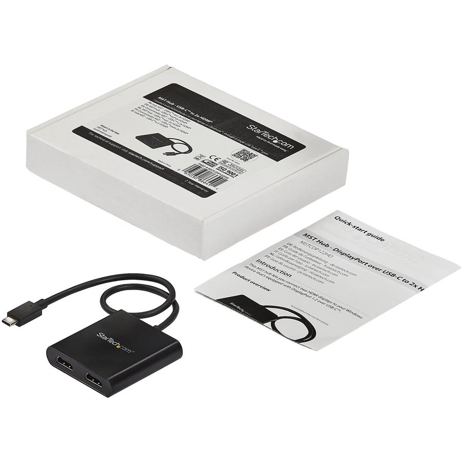 StarTech.com USB-C to Dual HDMI Adapter, USB Type-C Multi-Monitor MST Hub, Dual 4K 30Hz HDMI Laptop Display Extender/Splitter, Windows~ MSTCDP122HD