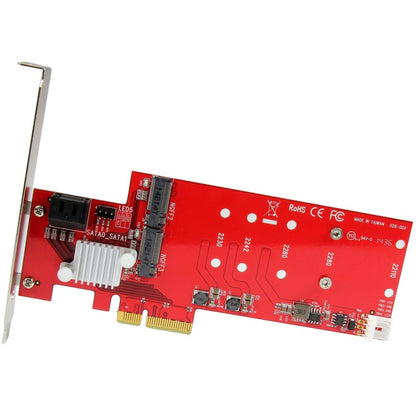 StarTech.com Carte contrôleur RAID SSD 2x M.2 NGFF plus 2x ports SATA III - PCIe - Carte RAID PCI Express M.2 à deux emplacements plus deux ports SATA PEXM2SAT3422