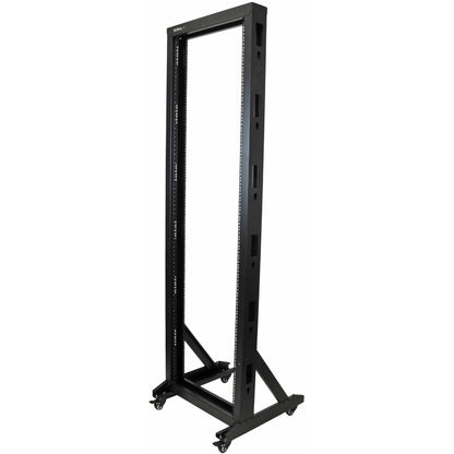StarTech.com Rack de serveur mobile à cadre ouvert 42U à 2 montants, rack réseau à deux montants de 19 pouces avec roulettes, rack ouvert roulant pour équipement AV/données/informatique 2POSTRACK42