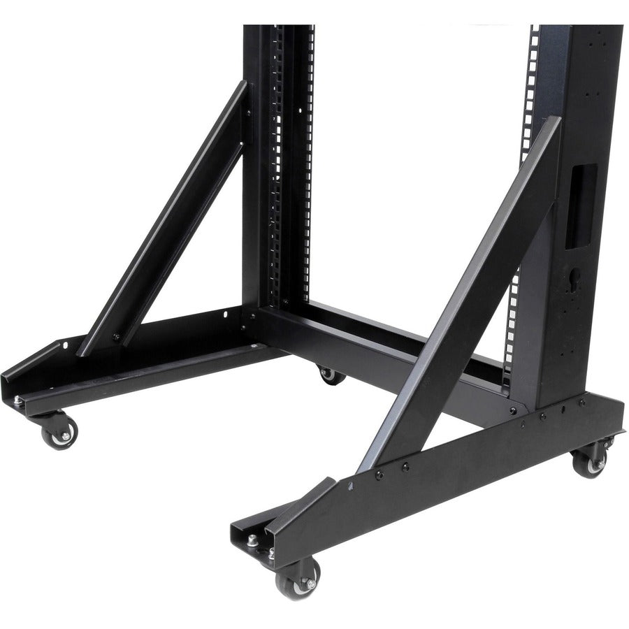 StarTech.com Rack de serveur mobile à cadre ouvert 42U à 2 montants, rack réseau à deux montants de 19 pouces avec roulettes, rack ouvert roulant pour équipement AV/données/informatique 2POSTRACK42