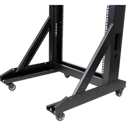 StarTech.com Rack de serveur mobile à cadre ouvert 42U à 2 montants, rack réseau à deux montants de 19 pouces avec roulettes, rack ouvert roulant pour équipement AV/données/informatique 2POSTRACK42