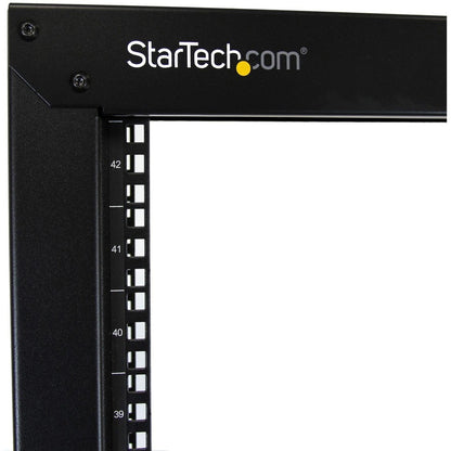 StarTech.com Rack de serveur mobile à cadre ouvert 42U à 2 montants, rack réseau à deux montants de 19 pouces avec roulettes, rack ouvert roulant pour équipement AV/données/informatique 2POSTRACK42