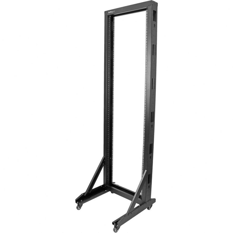 StarTech.com Rack de serveur mobile à cadre ouvert 42U à 2 montants, rack réseau à deux montants de 19 pouces avec roulettes, rack ouvert roulant pour équipement AV/données/informatique 2POSTRACK42