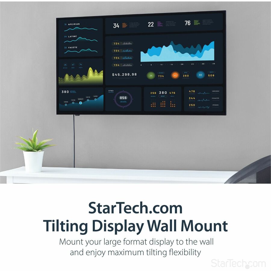 StarTech.com Support mural pour écran plat - Inclinable - Pour téléviseurs de 32 à 75 pouces - Acier - Support TV VESA - Support mural pour moniteur FLATPNLWALL