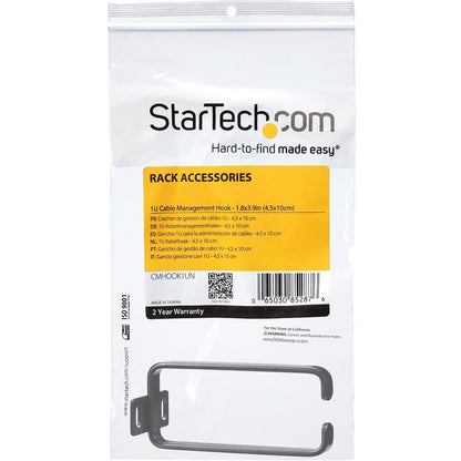 StarTech.com Crochet en D pour gestion des câbles de rack de serveur vertical 1U - 4,5 x 10 cm CMHOOK1UN