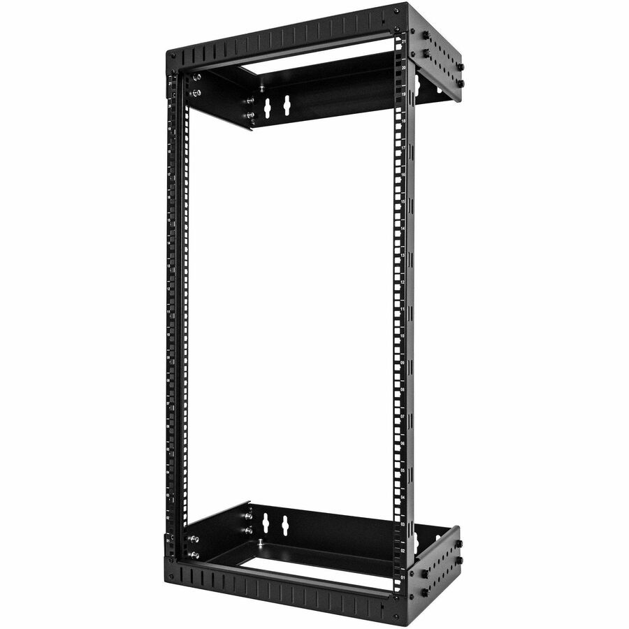 StarTech.com Rack réseau mural robuste à 2 montants 21U, rack serveur à cadre ouvert de 19 pouces avec profondeur réglable, rack de données pour équipement informatique ~ RACK-21U-20-WALL-OA