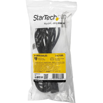 StarTech.com Cordon d'alimentation de qualité hospitalière de 3 m, 18 AWG, NEMA 5-15P vers C13, 10 A 125 V, câble d'alimentation médical Green Dot, câble d'alimentation pour moniteur PXTMG10110