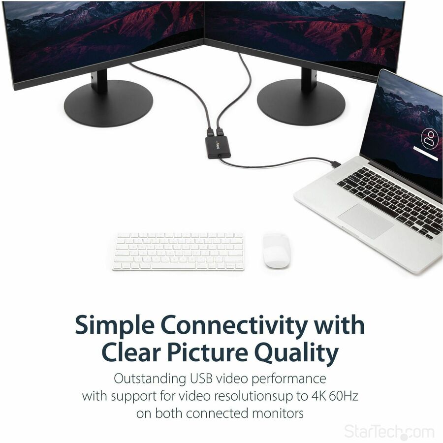 StarTech.com USB to Dual DisplayPort Adapter - 4K 60Hz - USB 3.0 5Gbps - USB Dual Monitor Adapter - Dual DisplayPort Adapter - DisplayLink Certified USB32DP24K60