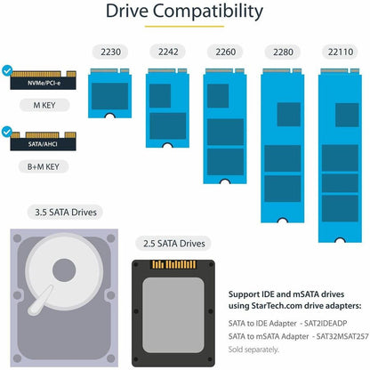 StarTech.com Standalone Dual Bay M.2 SATA/NVMe Duplicator/Eraser, HDD/SSD Cloner/Wiper, M.2 PCIe/AHCI, Hard Drive Sanitizer/Copier, TAA SM2DUPE11