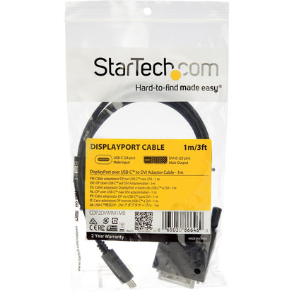 Câble USB-C vers DVI StarTech.com de 1 m - Câble adaptateur vidéo USB Type-C - 1920 x 1200 - Noir CDP2DVIMM1MB