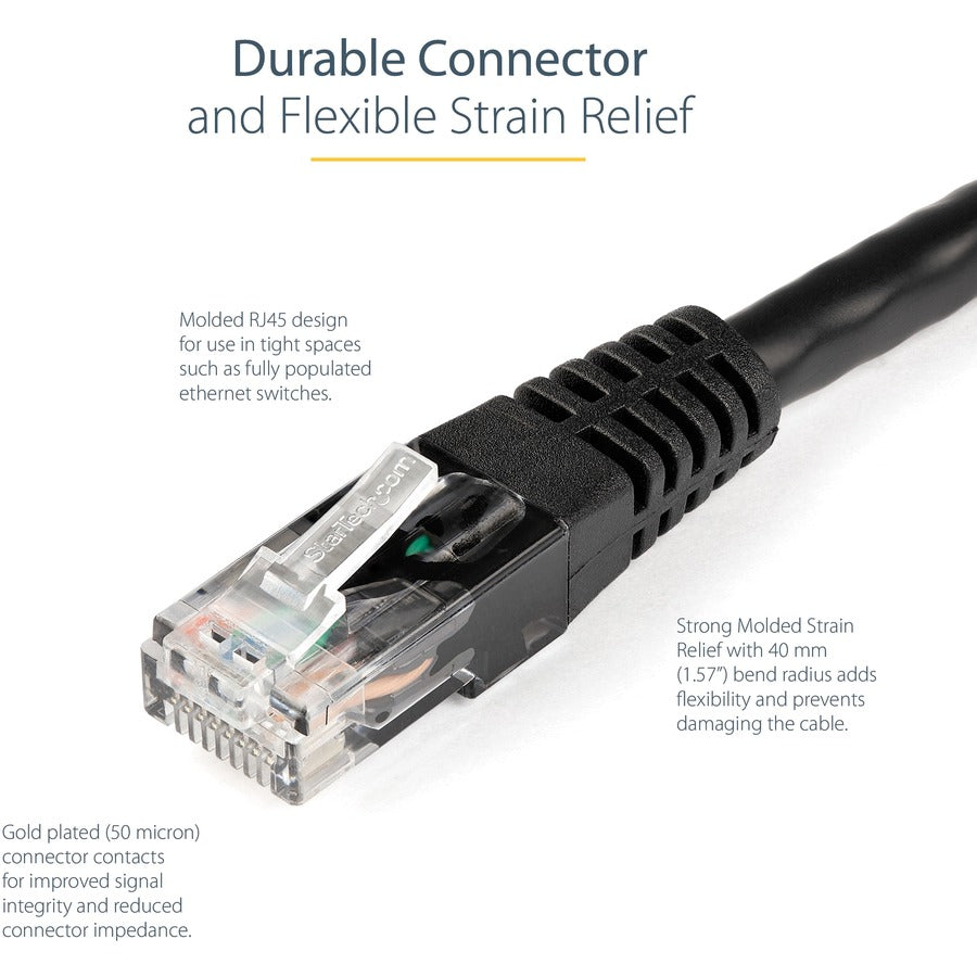 Câble Ethernet CAT6 StarTech.com de 3 m - Gigabit moulé noir - 100 W PoE UTP 650 MHz - Cordon de raccordement de catégorie 6 Câblage certifié UL/TIA C6PATCH10BK