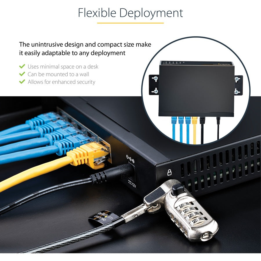 StarTech.com Commutateur Ethernet non géré 2,5 G, 5 ports 2,5 GBASE-T, kit de montage mural, compatible avec les appareils 10/100/1000 Mbps DS52000