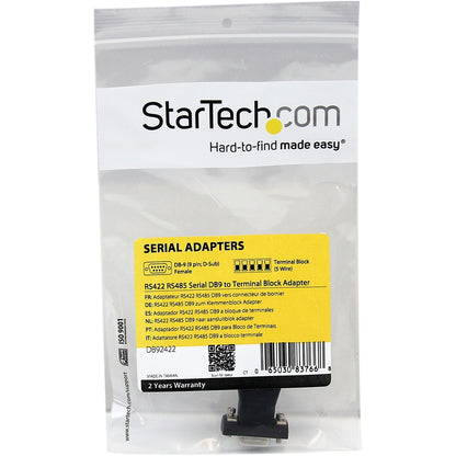 Adaptateur série DB9 vers bornier StarTech.com RS422 RS485 DB92422